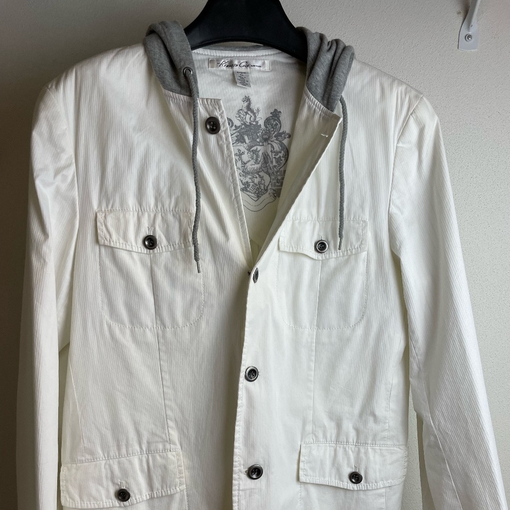 Kenneth Cole White Blazer w/ grey hood